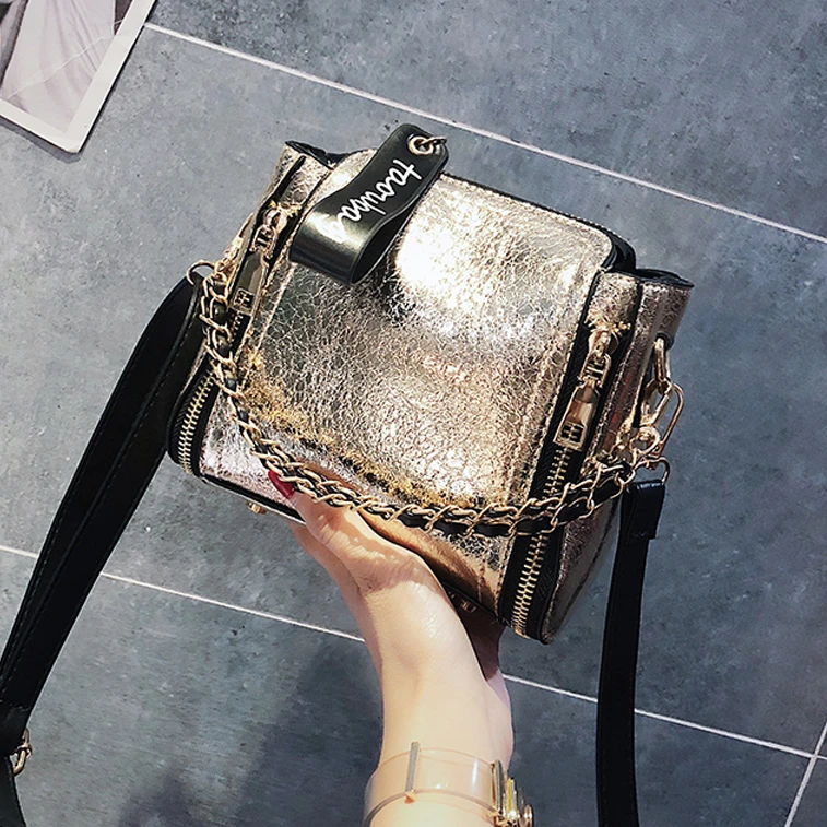 Download Fashion Small Sequin Glossy Bucket Bags Ladies Luxury Chains Shoulder Bags Leather Handbags For Women Letter Crossbody Bags 2019 Top Handle Bags Aliexpress