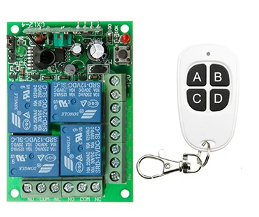 DC12V 24V 4CH 4 CH Беспроводной RF пульт дистанционного управления светильник 10A релейный выход радиоприемник Модуль+ передатчик - Цвет: Синий