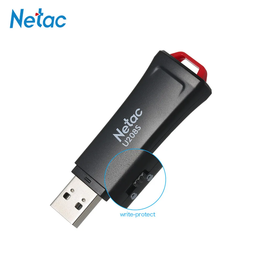 Netac 8 ГБ 16 ГБ 32 ГБ USB флэш-накопитель 2,0 Флешка USB флешка черный накопитель U208S U диск с защитой записи зашифрованная память