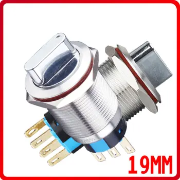 

19mm 2 3 Position Rotary Button Switch DPDT Selector Knob Rotary Switch Waterproof Stainless Steel Dimmer Light Power Switch