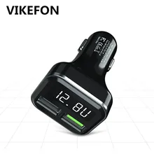 Автомобильное зарядное устройство VIKEFON Quick Charge 3,0 светодиодный дисплей USB быстрое зарядное устройство для Xiaomi iPhone huawei samsung S9 S8 QC 3,0 USB Автомобильное зарядное устройство