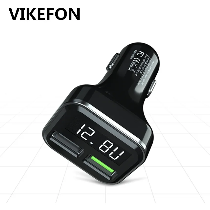 Автомобильное зарядное устройство VIKEFON Quick Charge 3 0 светодиодный дисплей USB быстрое