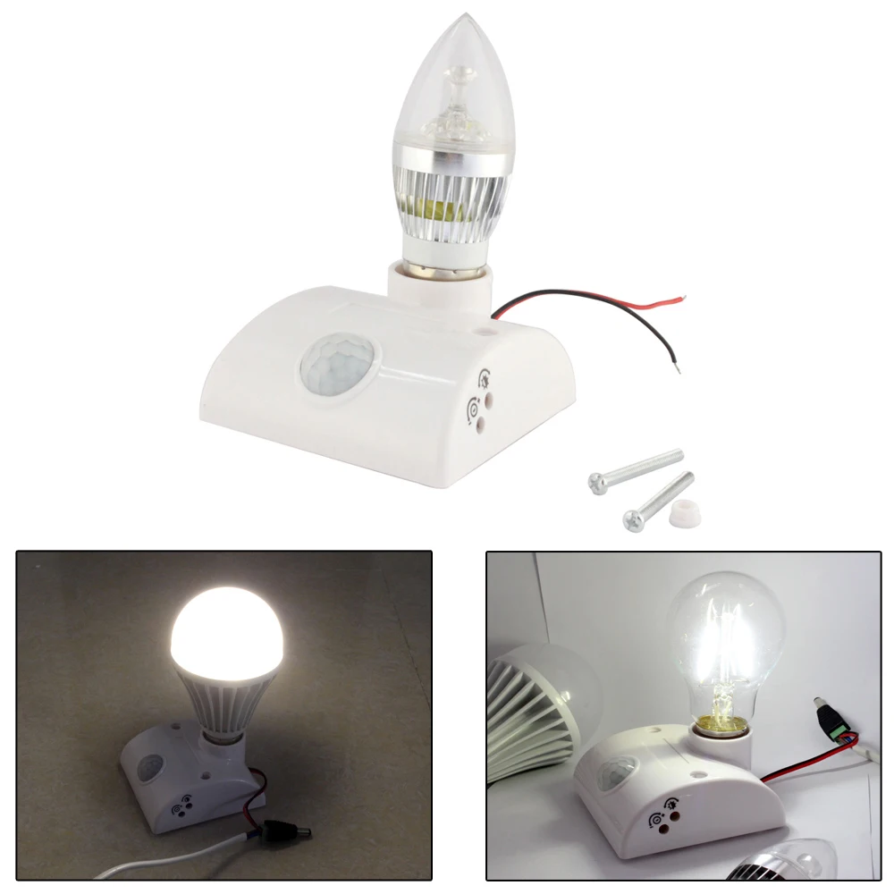  Motion Sensor 220V 110V AC E27 Lamp Holder Base PIR Infrared Automatic Timer Adjustable Smart Bulb  - 32981211838