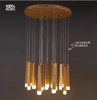 

LED single head Solid Wooden led pendant lamps creative simplicity restaurant solid wood long stick match pendant lights MZ126