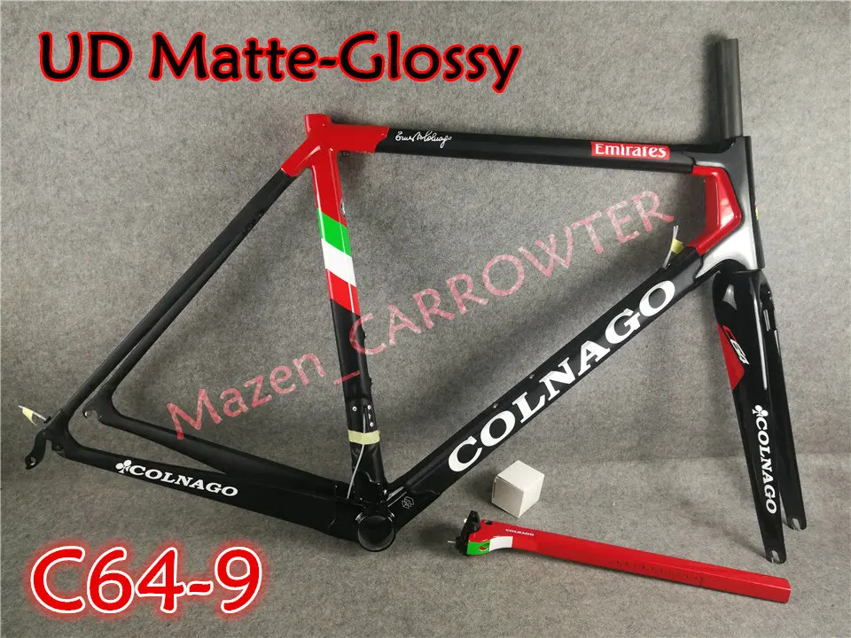 Excellent T1100 UD Team Emirates Colnago C64 carbon road frame+Handlebar+Saddle+Bottle cages+50mm carbon wheelset Novatec A271 hubs 26
