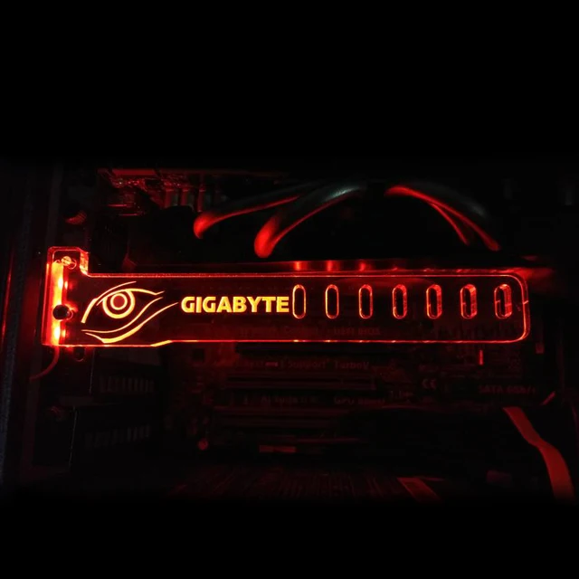 Cheap Newest Red For GIGABYTE PCI HIS LED Luminous Computer Main Box Cool Graphics Custom Support Frame Display Cards Components Jack Cheap Newest Red For GIGABYTE PCI HIS LED Luminous Computer Main Box Cool Graphics Custom Support Frame Display Cards Components Jack