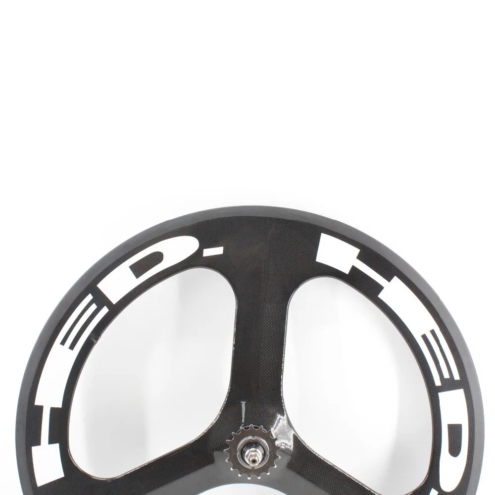 Flash Deal 1Pair new 700C Road Track Fixed Gear bike 3K UD 12K full carbon fibre bicycle clincher rim 3 spokes wheelset lightest Free ship 3