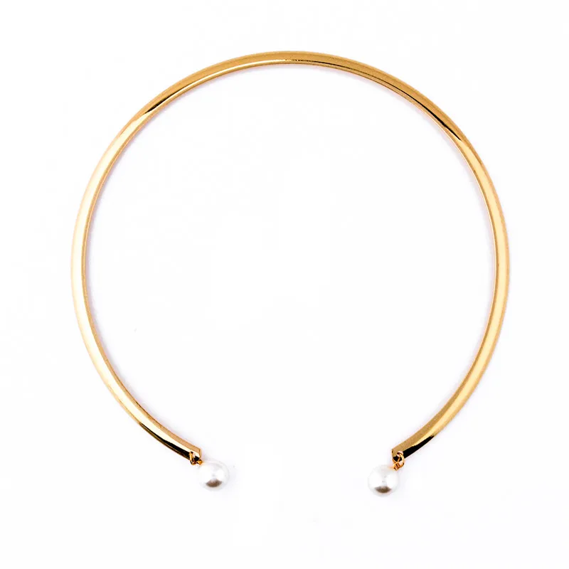 

2019 handmade fashion Double Pearl Torque Necklaces Fashion unique Choker Necklace Open Necklace Punk Jewelry