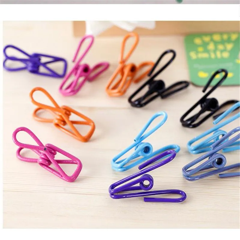 

10pcs random color Stainless Steel Towel Clip Clothespins Hanging Clips Hooks Clothes Pins Use for Home Dry socks, Office folder