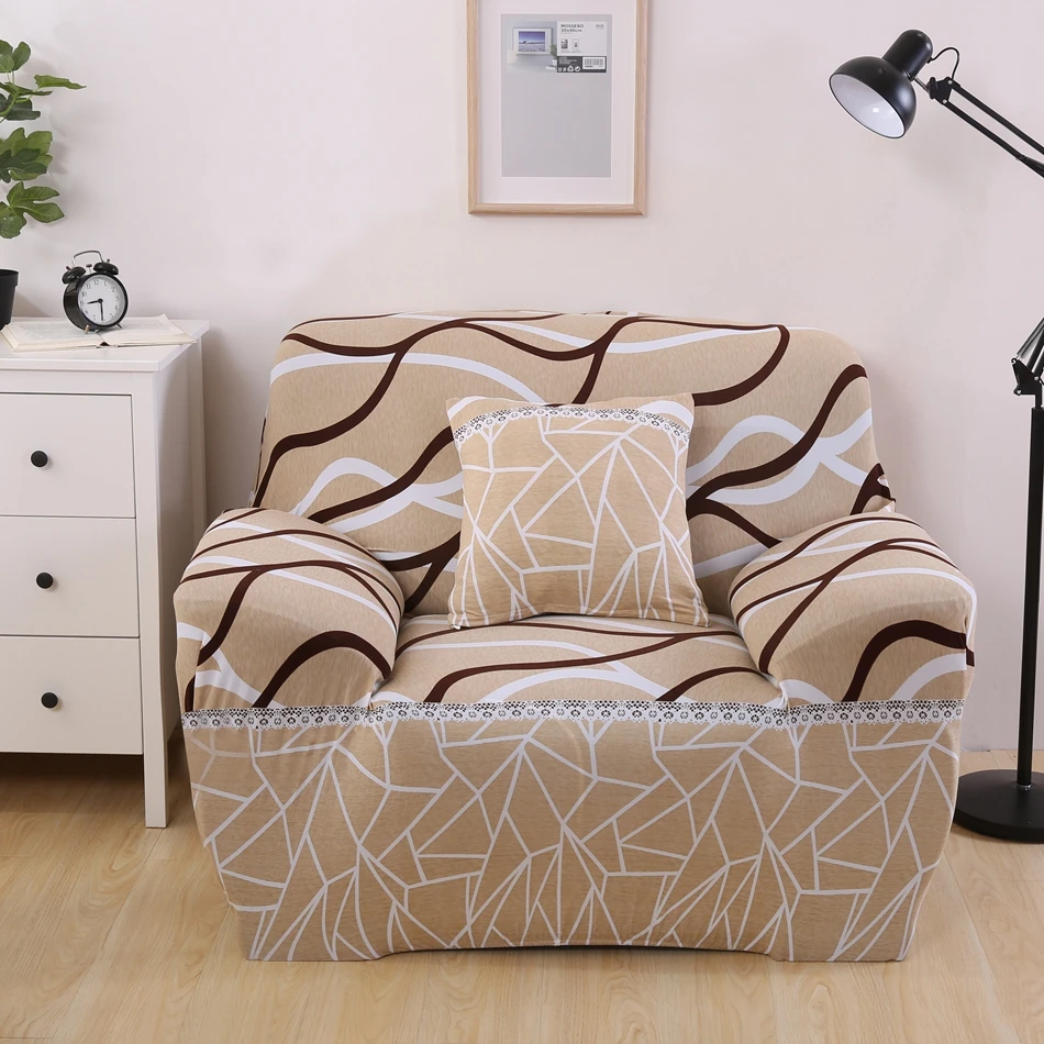Buy Light Brown Stripes Corner Sofa Covers Universal