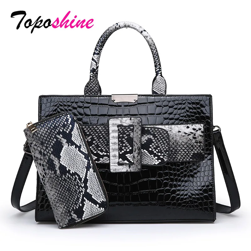 

Temperament Two-Piece Composite Bag Ladies Handbag New Stitching Snake Pattern Casual Shoulder Messenger Bag