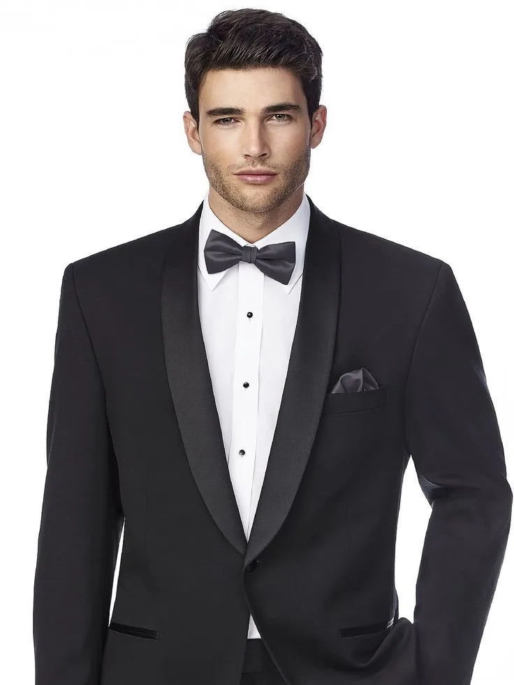 Italian Wedding Suits Men Black Dinner Jacket Best Man Business Prom