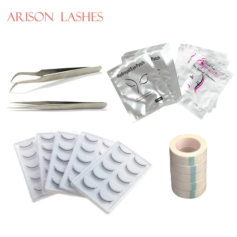 

Arison Lashes 2018 eyelashes tools for beginner with eye pads , tweezers,Adhesive tape False eyelashes teaching lash