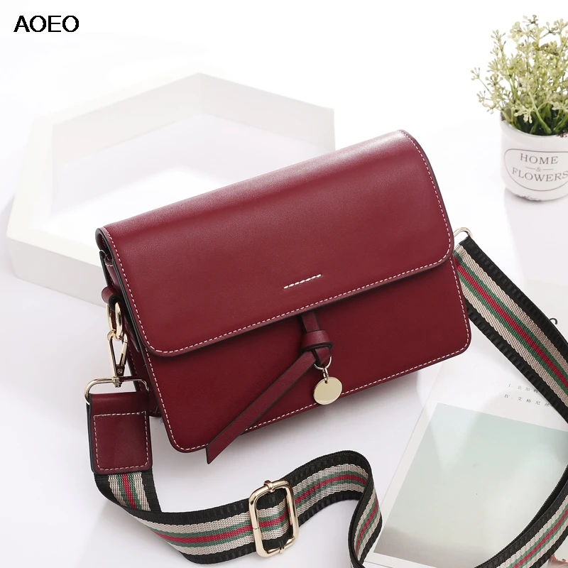 

AOEO Magnet Buckle Women Shoulder Crossbody Bag Two Strap Split Leather Summer Woman Fashion Small Messenger Bags Clutch Female