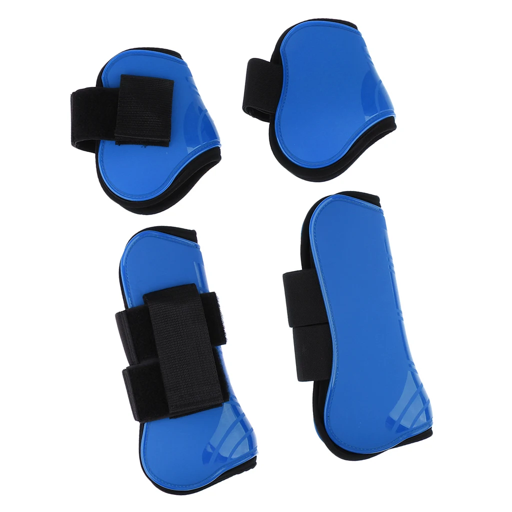 2 Pairs Horse Leg Boots Front Hind Leg Tendon Protect Equestrian, PU Shell and High-Quality Neoprene