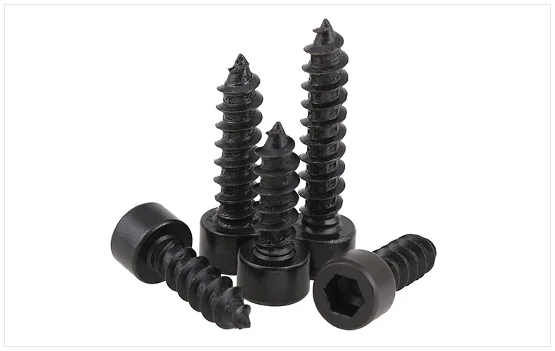 100pcs M5 Carbon Steel With Black Hexagon Socket Cap Head self tapping screw Model Screw M5*(16/20/25/30/35/40/50) mm DT2