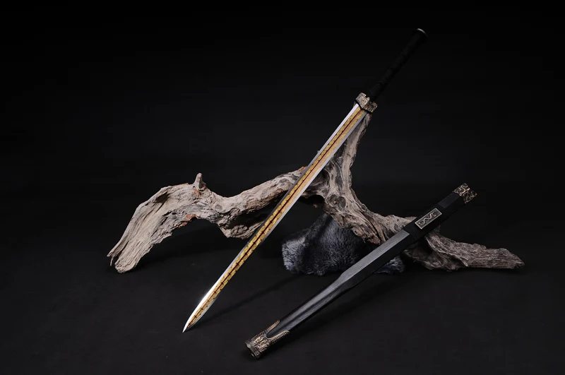 Полностью ручной китайский меч династии Хань пластинчатое лезвие 1060 высокоуглеродистой стали вода закаленная и ручная полировка
