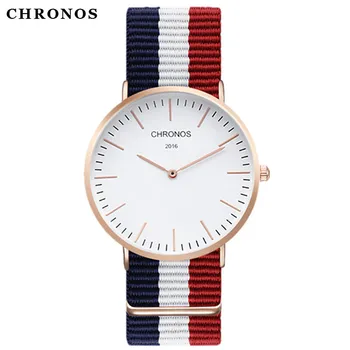 Brand CHRONOS Watches Men Women Quartz Watch Rose Gold Nylon Male WristWatch Clock Saat Relojes Mujer Relogio Masculino Hodinky 1