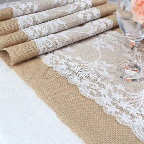 typeB США из мешочной ткани настольный бегун Weding цветок кружева натуральный деревенский винтажный цветочный стол Декор день рождения товары для вечеринок - Цвет: typeB