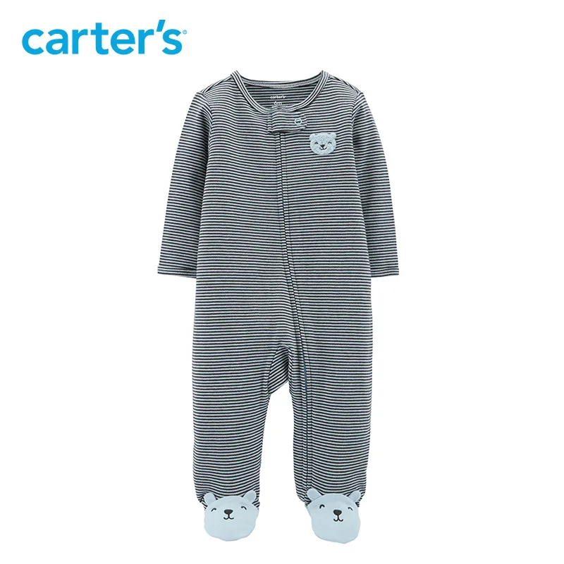 

1pcs Cute Embroidered bear stripes Cotton Jumpsuit Carter's baby boy fall winter clothing 115G550