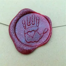 Пальмовый Печатный Воск Печать Любовь запечатывание воск комплект печатей ладонь Печатный воск штамп пользовательский начальный Дата свадебное приглашение Personali