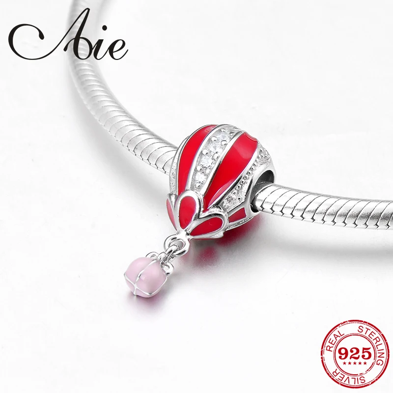 

Fashion red enamel fire balloon 925 Sterling Silver travel hobby fine Beads Fit Original Pandora Charm Bracelet Jewelry making