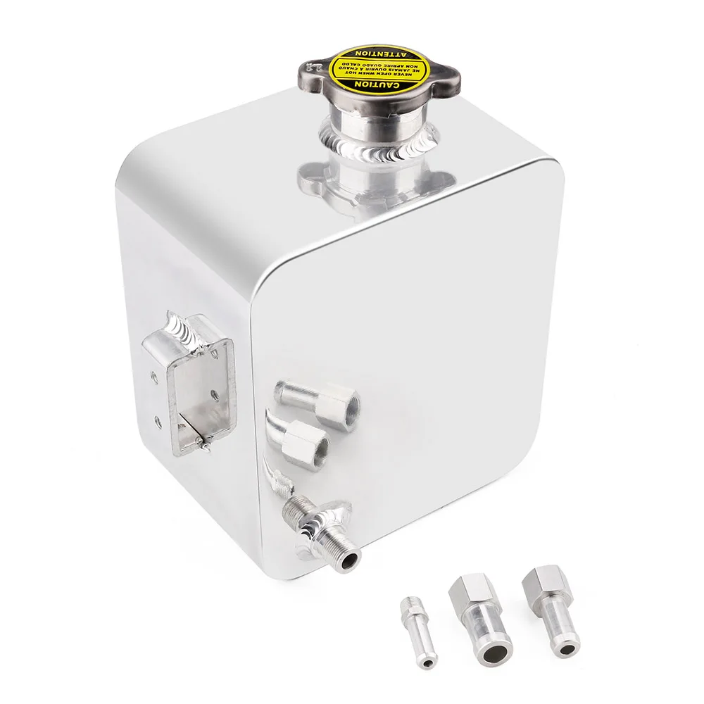 

2L Polished Alloy Header Expansion Water Tank & Cap WATER HEADER TANK Coolant Overflow Tank Reservoir Kit TT100747
