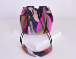 ZDFURS * 2018 Для женщин Роскошные из натуральной норки меховая сумка Лоскутная Цвета Многоцветный натуральный мех сумки леди супер модные