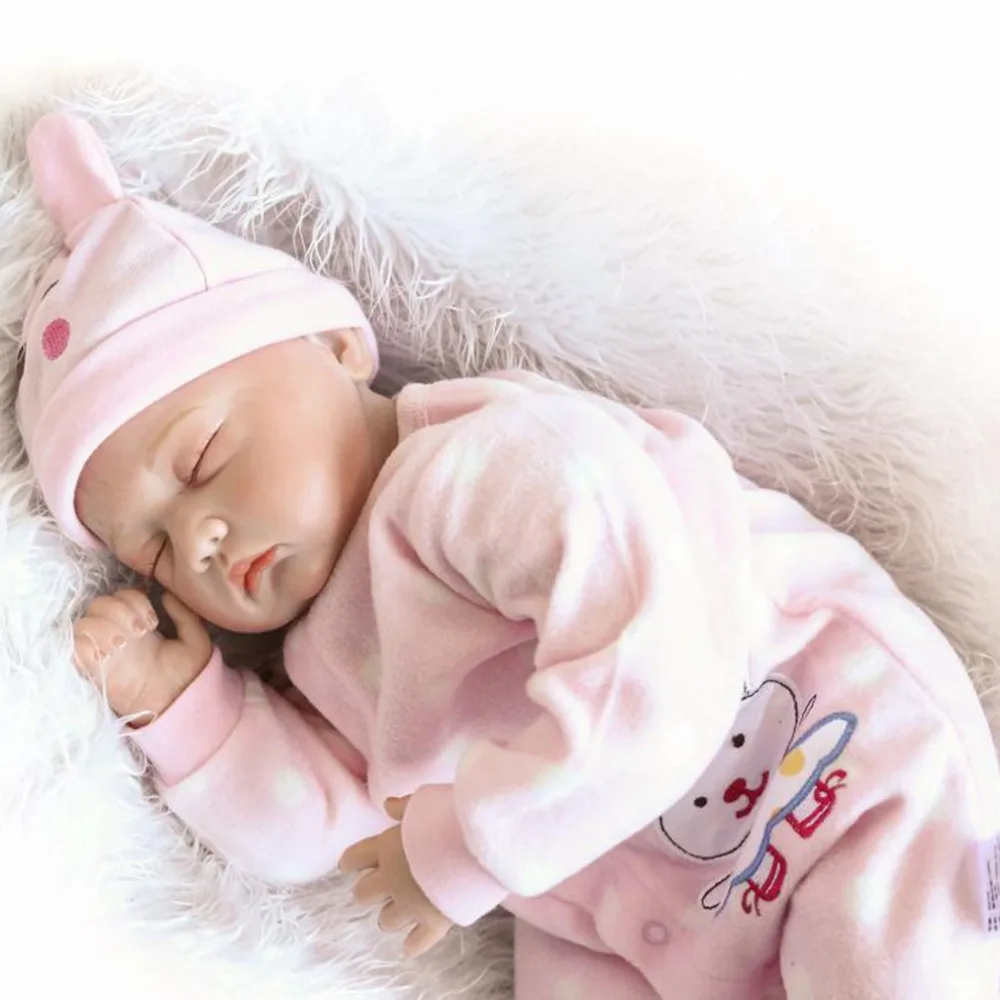 

22 inch Reborn Baby Doll Realistic Soft silicone Cloth Body Reborn Babies Girl Playmate Adorable Bebe Kids Brinquedos boneca Toy