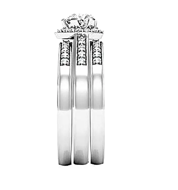 3 в 1 Женское кольцо с фианитом из нержавеющей стали|white gold|gold filledstainless steel |