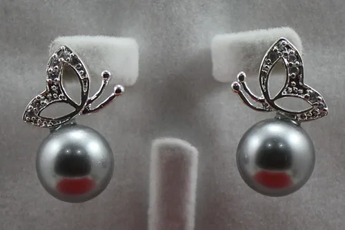 

wholesale fashion jewelry beautiful green 8mm jade beadl with butterfly silver plated Earring #212 5.29