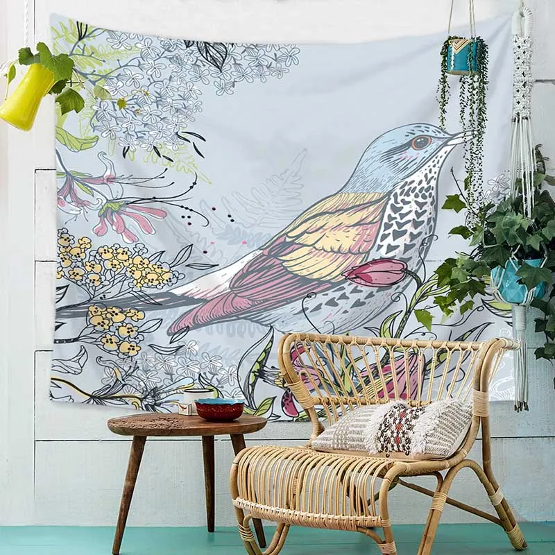 

Decorative Mandala Tapestry Wall Hanging Foraging Bird Print Hippie Throw Bohemian Dorm Bedspread Tablecloth Curtains