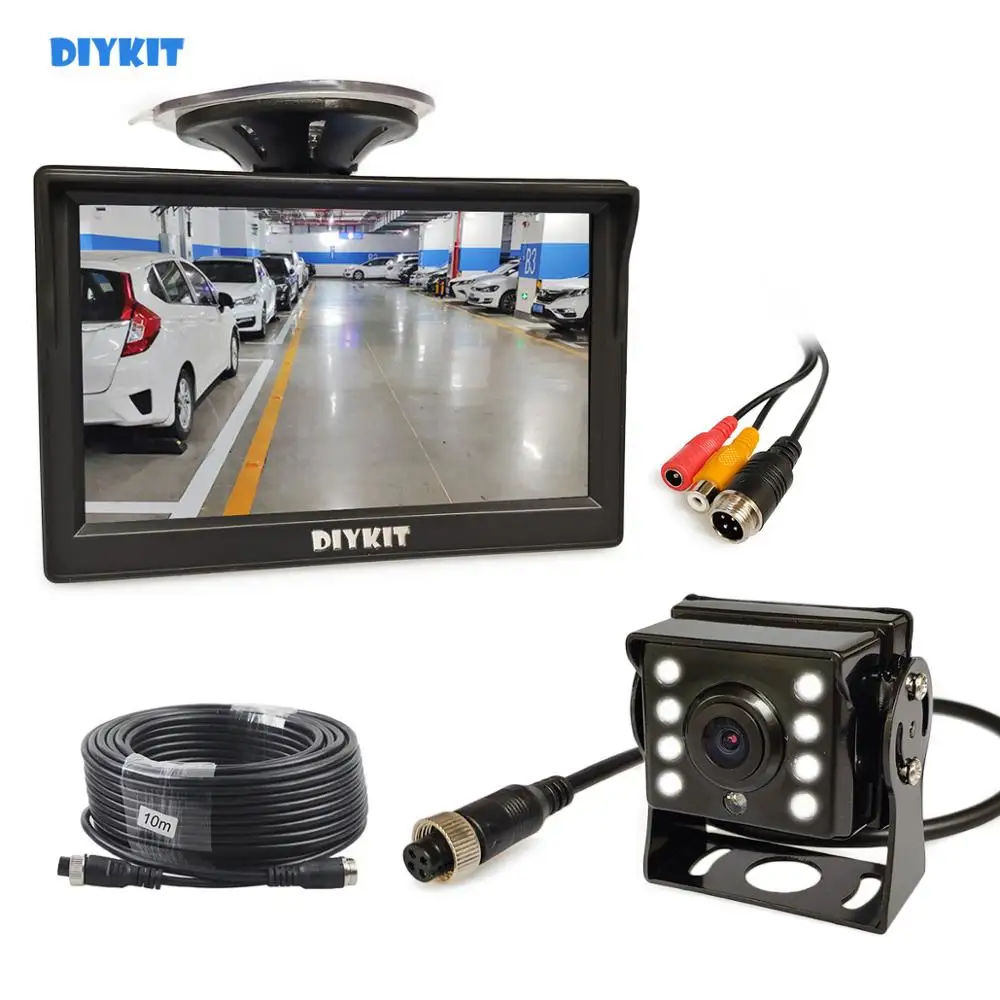 

DIYKIT 5" Reverse Car Monitor Waterproof LED Color Night Vision Backup Bus Truck CCD Rear View Camera free Car Charger