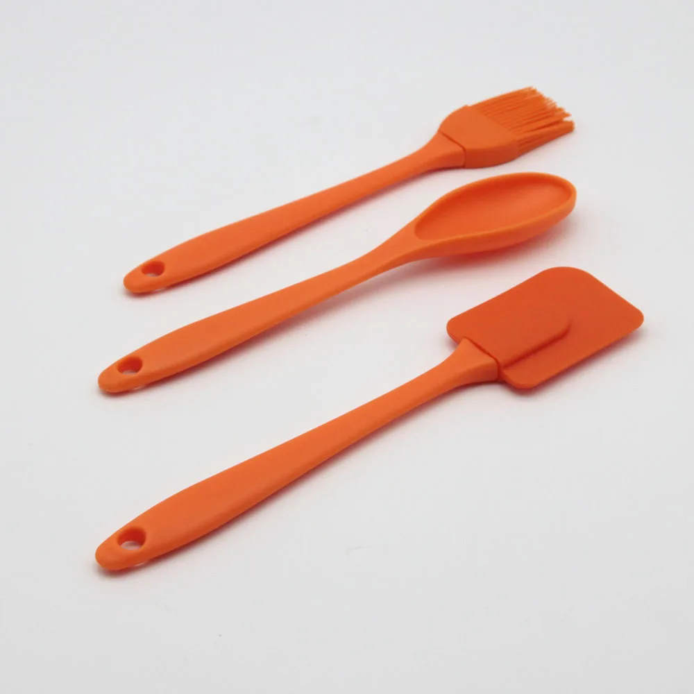 3PCS/Set Silicone Spatula Spoon Brush Kitchen Cooking Utensil Pastry