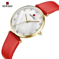Награда Простые Модные женские часы роскошные часы с кристаллами для женщин кожаный ремешок водостойкие женские часы Reloj Mujer