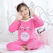Зимние Детские флисовые пижамы утепленная теплая фланелевая одежда для сна для мальчиков и девочек Loungewear Коралловый/розовый флис детские домашние пижамные комплекты