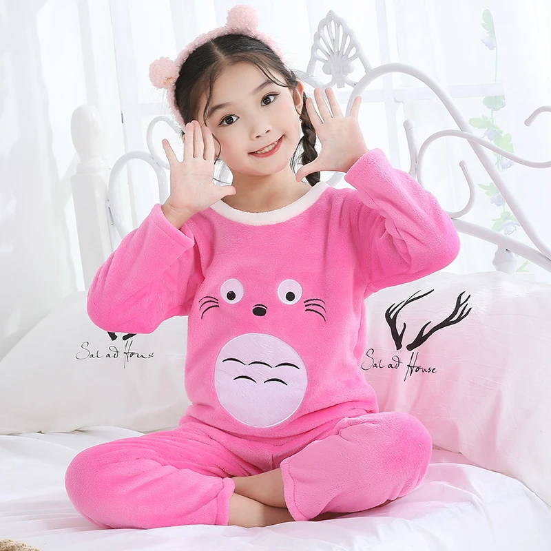 2019 Winter Children Fleece Pajamas Thicken Warm Flannel Sleepwear
