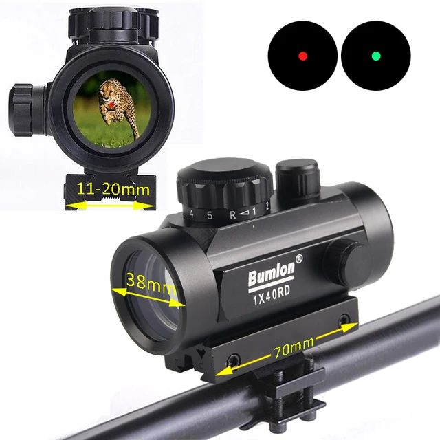 1 mira telescópica holográfica de punto rojo 40 mira telescópica de puntos rojo verde 11mm 20mm montaje de carril caza RL5-0013BL colimador Airsoft - Imagen 6