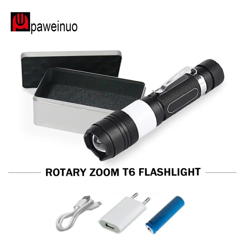 

usb Camping cree xml T6 led flashlight 18650 COB red light torch flash light waterproof charge hand lamp linterna led recargable