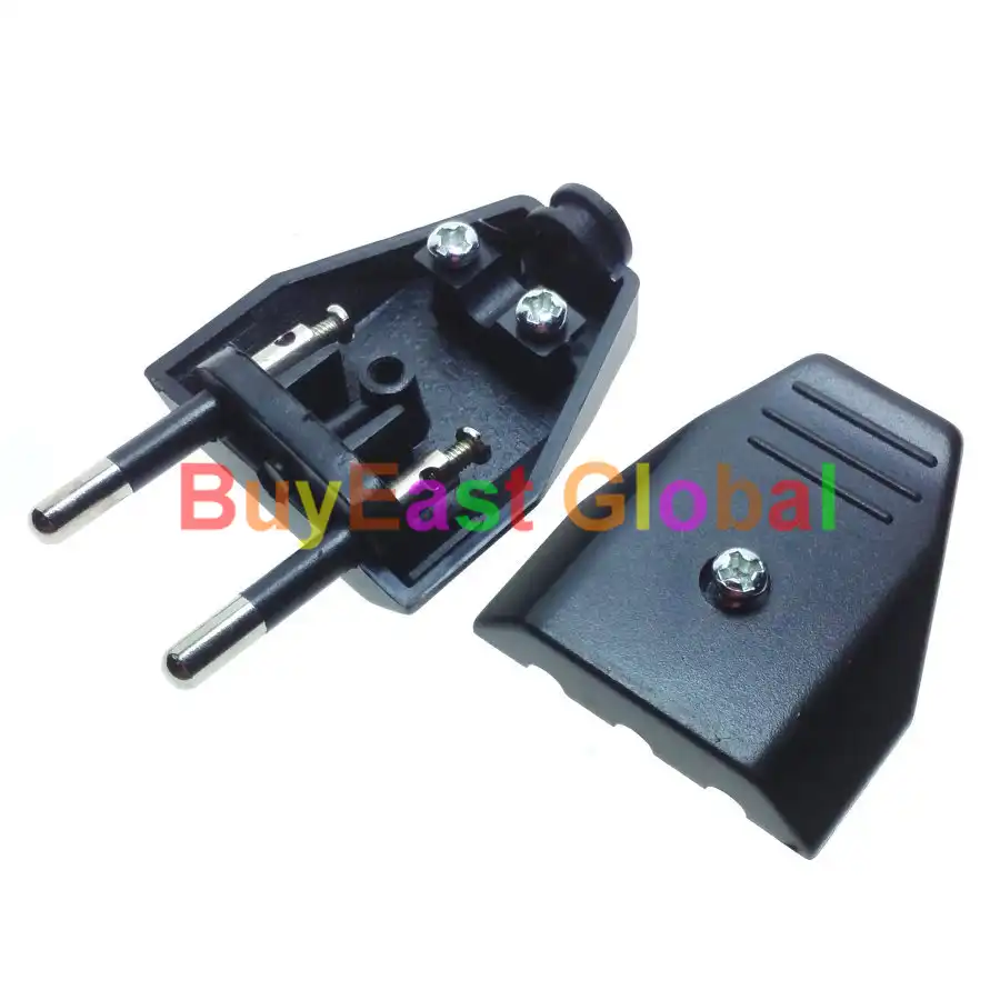 3 PCS Europlug EU Type C 4mm Pin Rewireable Power Plug 220V 2.5A Black