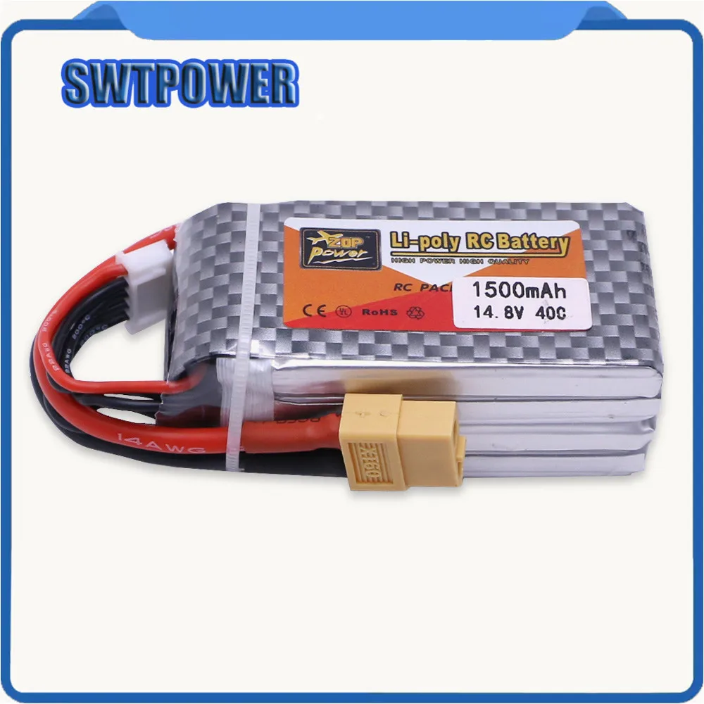 2 шт. ZOP Мощность 14 8 V 1500 мА/ч 4S 40C Lipo Батарея XT60/Т образный разъем Перезаряжаемые