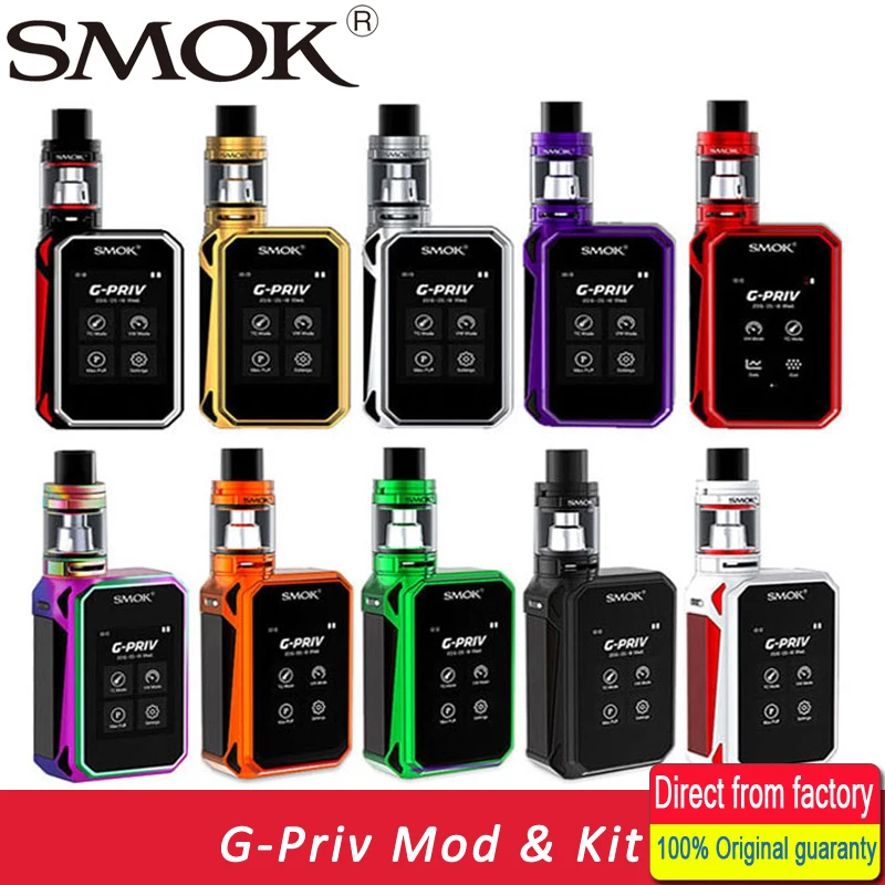 100 Original E Cigarette Smok G Priv 220W Touch Screen Kit G Priv Mod Vape 5ML