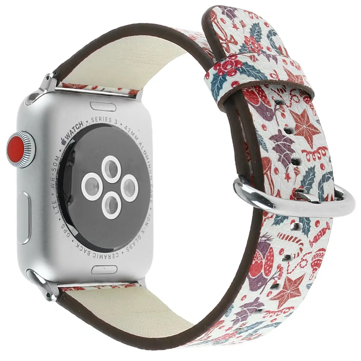 photo Christmas Watch Bands For Apple Watch floral flower leather band christmas reindeer snowflake strap for apple watch watchbands series 5 4 3 2 1 iwatch 42 44mm 38 40mm