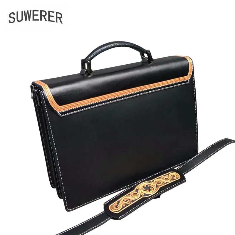 Damen Stil Black Handtasche Neue Nationalen Leder Retro Tasche Carving Weibliche Handgemachte Suwerer 2019 Mode Marke wqSITTA