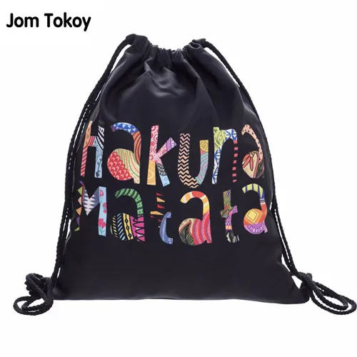 Hakuna matata, женский геометрический рюкзак, 3D принт, для путешествий, мягкий, для женщин, mochila, сумка на шнурке, мужские рюкзаки - Цвет: SKD27087