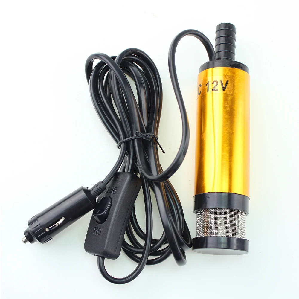 Mini 12V 38MM Electric Water for Diesel Oil Pump Aluminium Alloy Belt Filter Net Submersible Transfer Pump Car Plug 3M