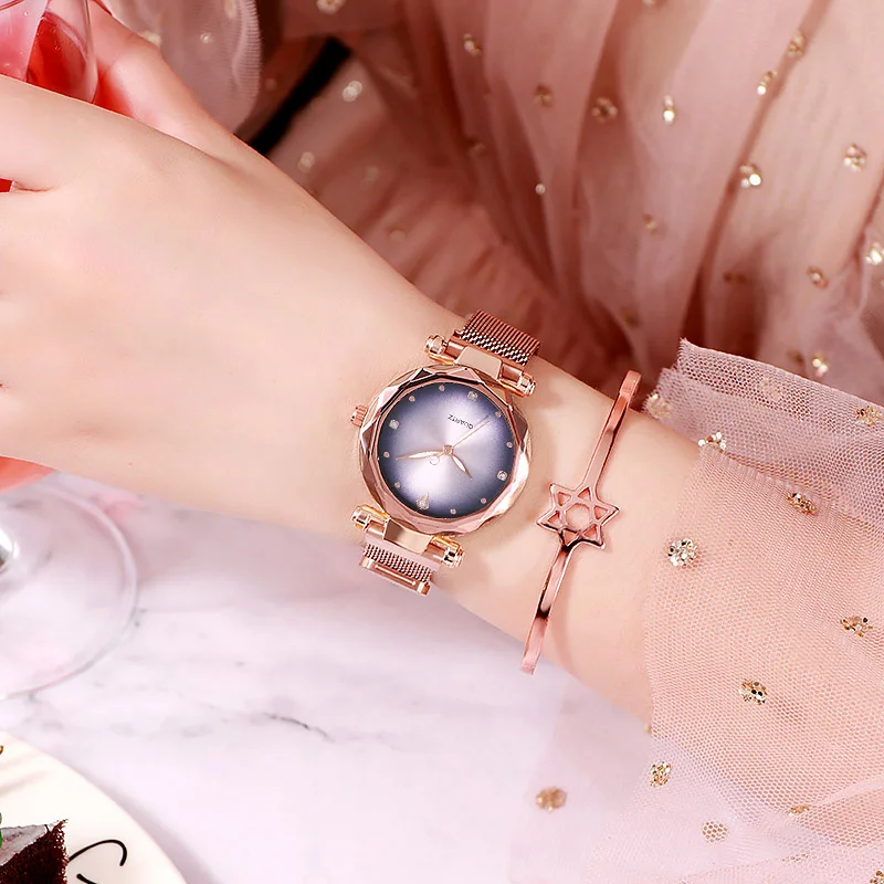

Luxury Starry Sky Women Watch 2019 Hot Sale Magnetic Buckle Watches Mesh Wristwatch Purple Elagant relogio feminino reloj mujer
