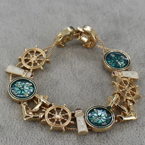 Clic Las Gold Tone Bracelets Nautical Anchor Wheel Comp Clic Las Gold Tone Bracelets Nautical Anchor Wheel Comp Lighthouse Bracelet For Women Free Shipping