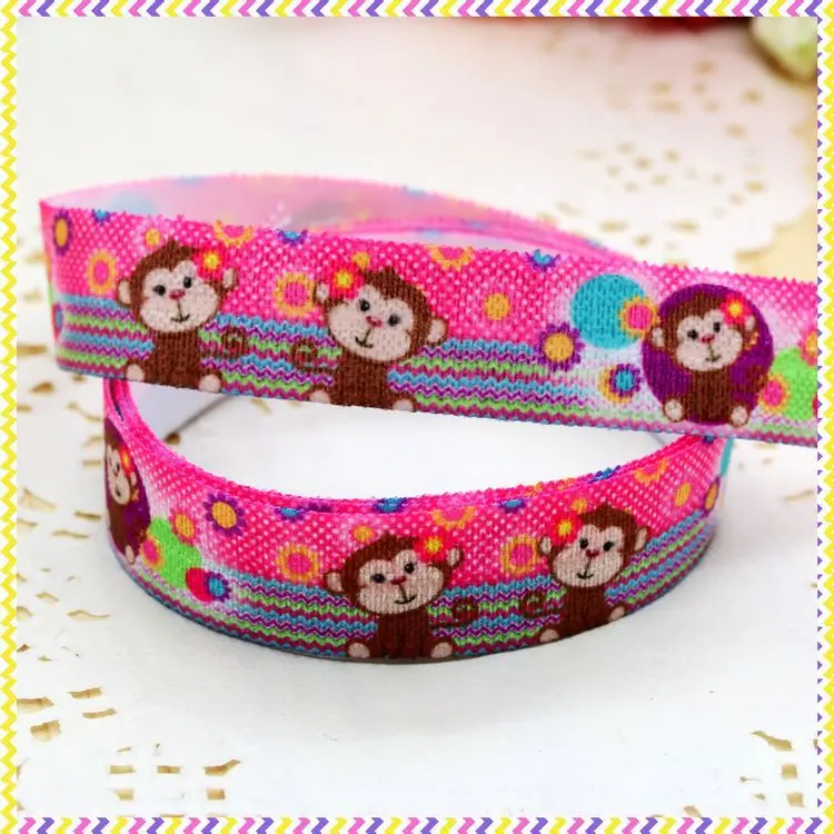 5/8'' Free shipping Fold Over Elastic FOE monkey printed headband headwear hair band diy decoration wholesale OEM B780 | Дом и сад