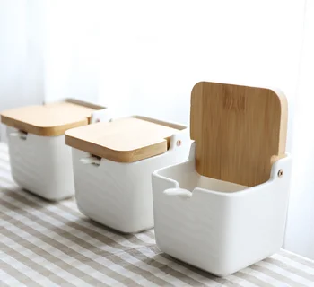 

Fashion Creative Japanese Ceramic Bamboo Seasoning Jar Kitchen Essential Seasoning Box Compact Simple Seasoning Box Set Q207